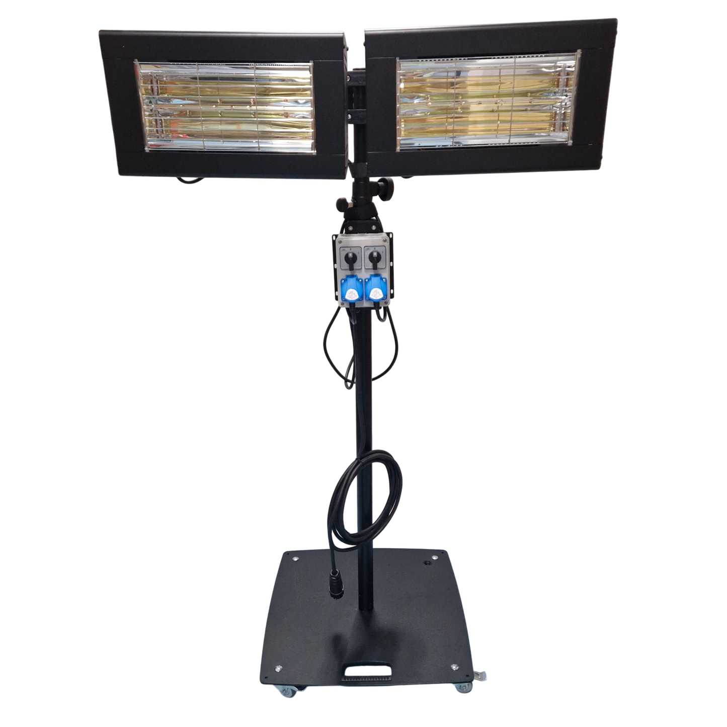 Стойка, включваща 2 x отоплителни тела TEL Forza 1,5kW за хали, индустрия, логистика, работилници