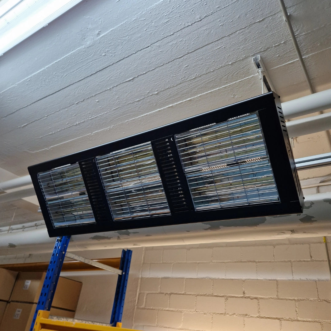 Calefactor infrarrojo TEL Forza 9,0KW para naves, industria, logística y talleres (superpuestos)