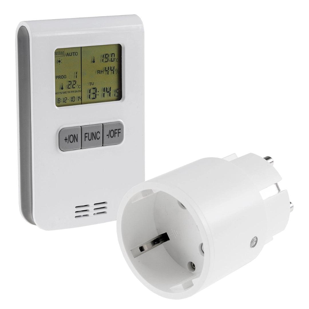 Set termostato wireless con presa | Programmabile | 8 programmi riscaldamento/raffreddamento | 2300W