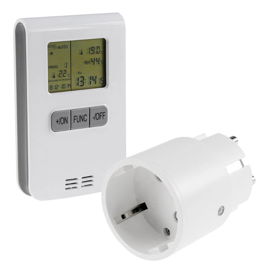 Set termostato wireless con presa | Programmabile | 8 programmi riscaldamento/raffreddamento | 2300W