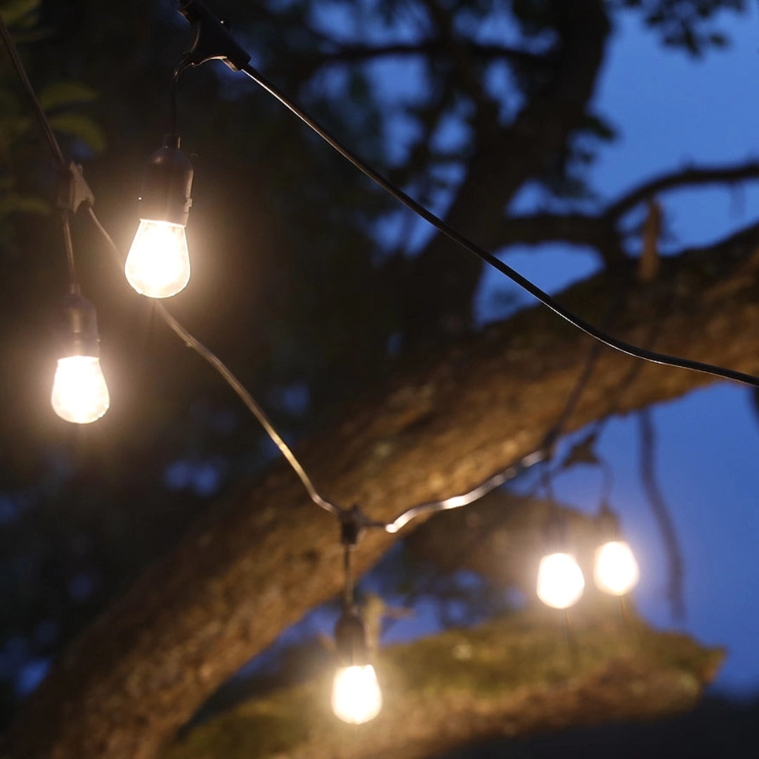 Guirnalda de luces para jardín cervecero con lámparas LED de filamento – Iluminación ambiental para exteriores