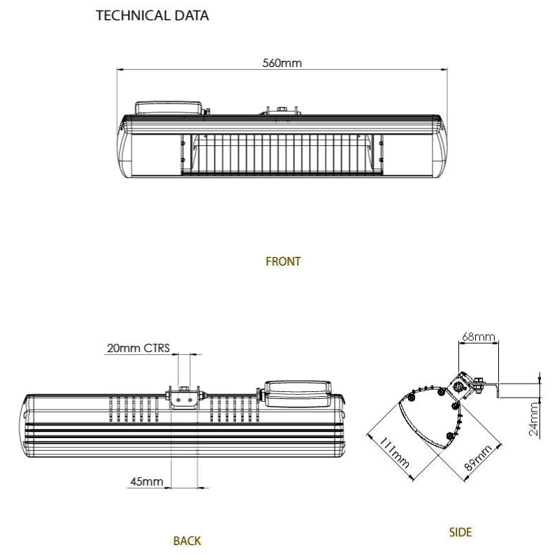 Sonderversion Infrarotheizstrahler Tansun RIO GRANDE IP 2 kW m. Goldreflektor RAL9010 weiß