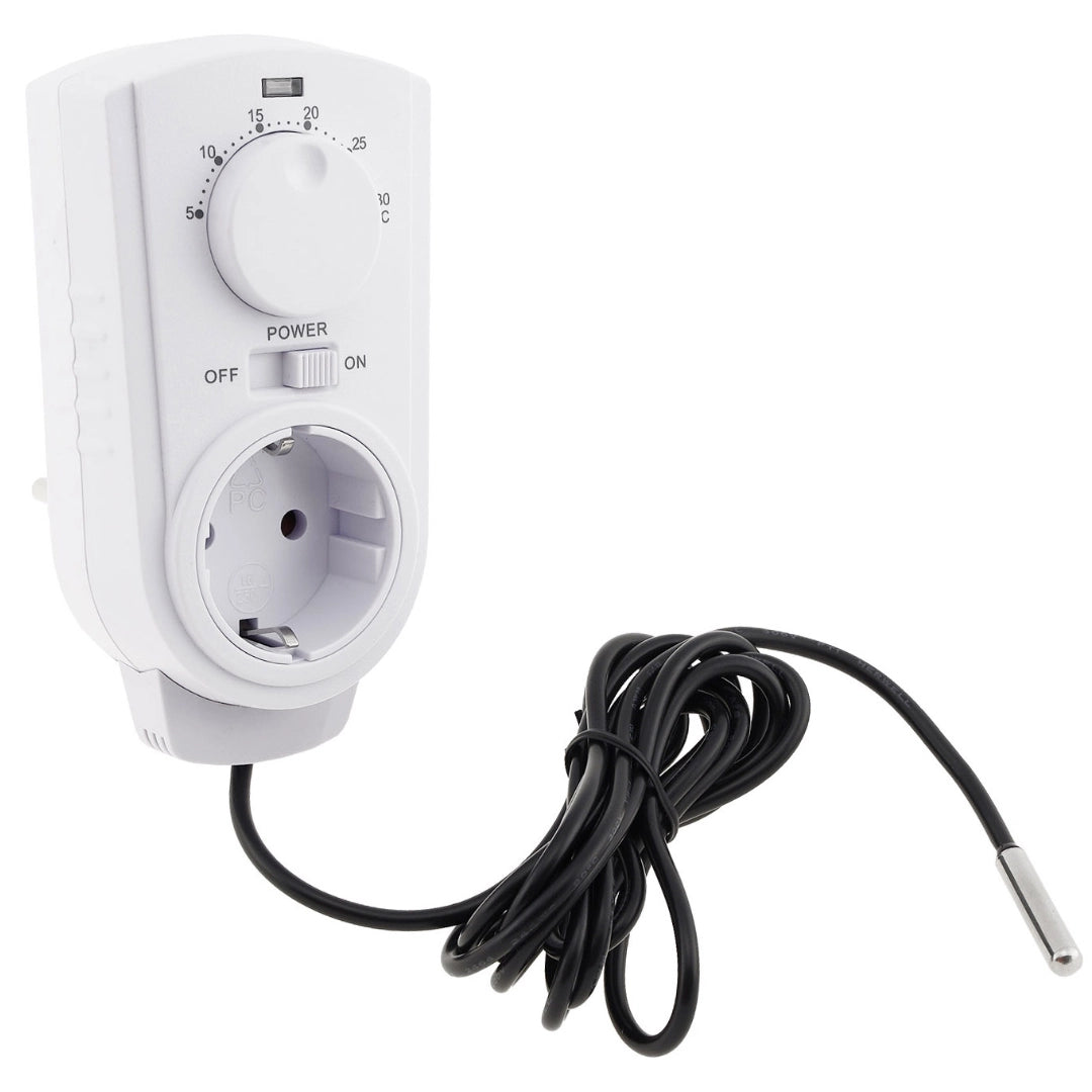 Termostat do gniazdka z zewnętrznym czujnikiem temperatury – Precyzyjna regulacja temperatury dla ogrzewania i chłodzenia