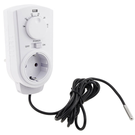 Termostato de enchufe con sensor de temperatura externo – Control preciso de temperatura para calefacción y refrigeración